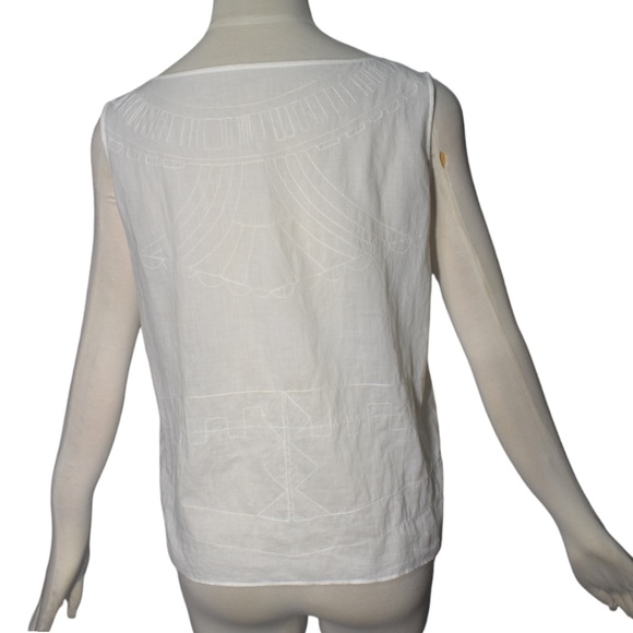 Vintage Rare Issey Miyake Embroidered Cotton Sleeveless Top Tank S As is - Picture 4 of 12